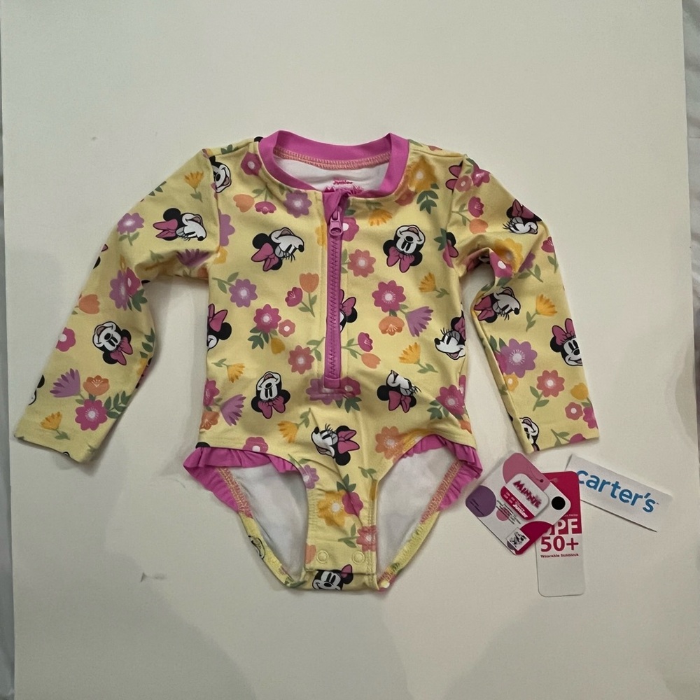 Disney Junior Minnie Yellow and Pink Floral Swimsuit
